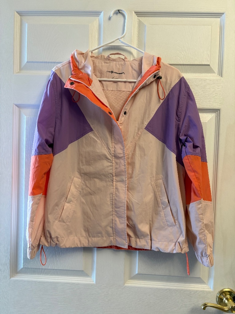 Women's Vintage Inspired Rain Jacket American Eagle Colorblock Windbreaker